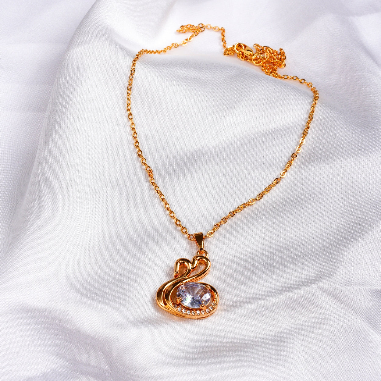 Golden Swan Pendant Necklace