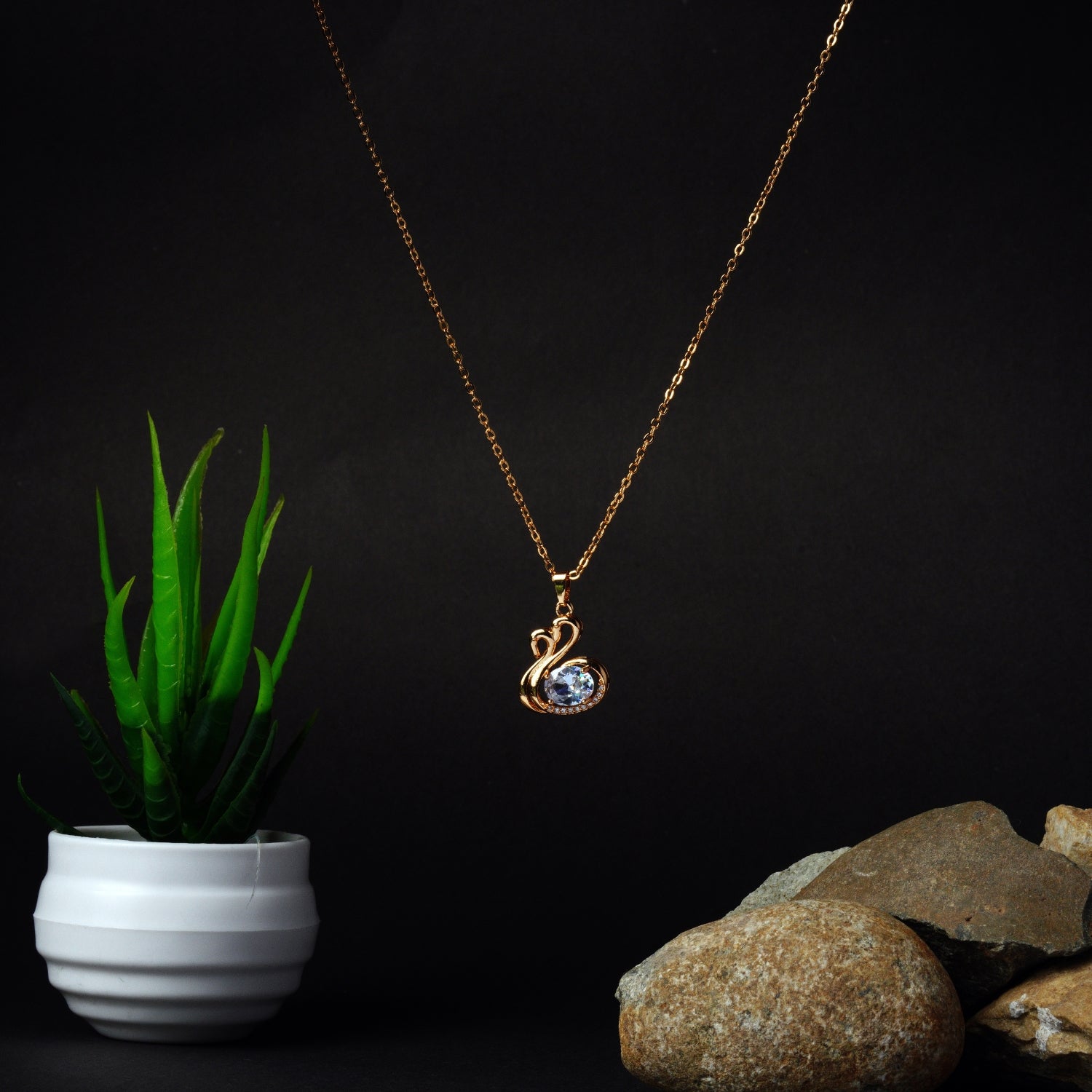Golden Swan Pendant Necklace