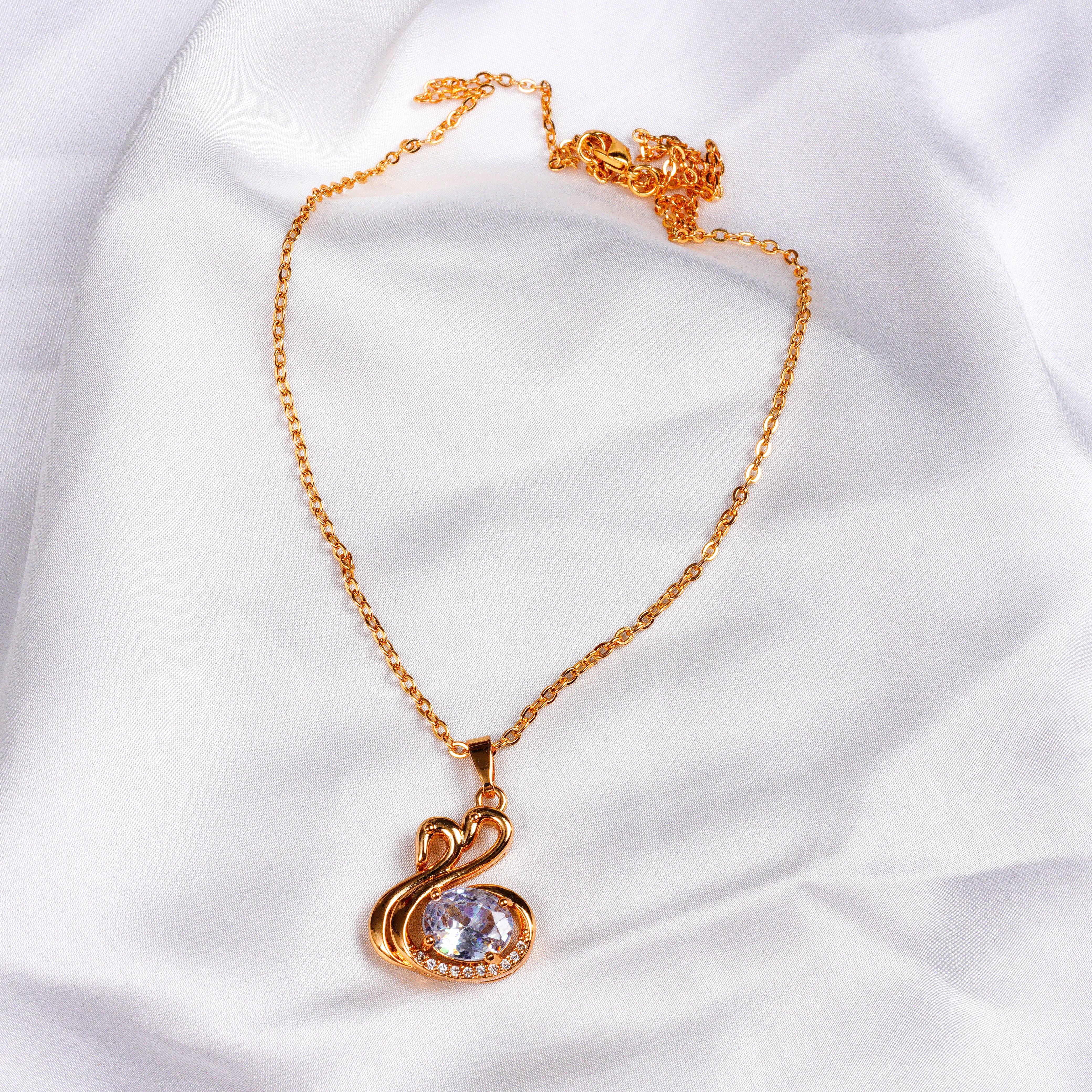 Golden Swan Pendant Necklace